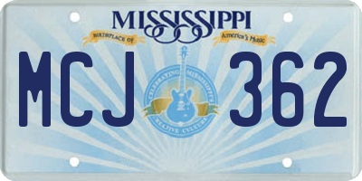 MS license plate MCJ362