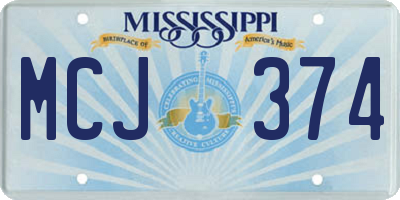 MS license plate MCJ374