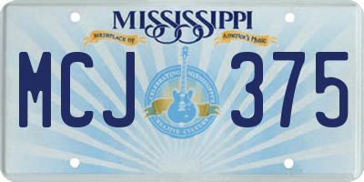 MS license plate MCJ375