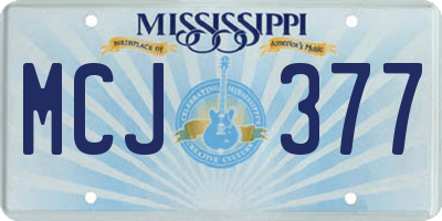 MS license plate MCJ377