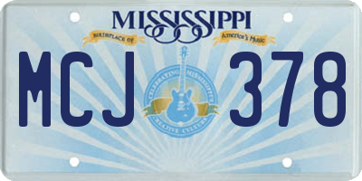 MS license plate MCJ378