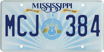 MS license plate MCJ384