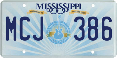MS license plate MCJ386