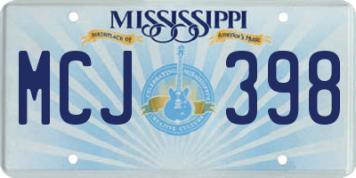 MS license plate MCJ398