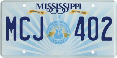 MS license plate MCJ402