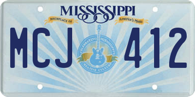 MS license plate MCJ412