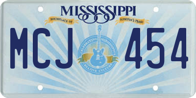 MS license plate MCJ454