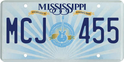 MS license plate MCJ455
