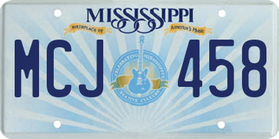 MS license plate MCJ458