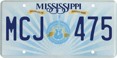 MS license plate MCJ475
