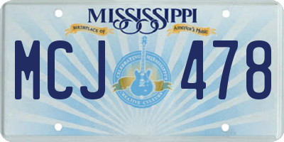 MS license plate MCJ478