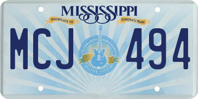 MS license plate MCJ494