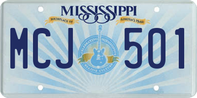 MS license plate MCJ501