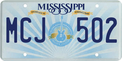 MS license plate MCJ502