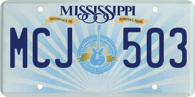 MS license plate MCJ503