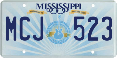 MS license plate MCJ523