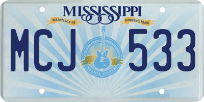 MS license plate MCJ533