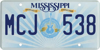 MS license plate MCJ538