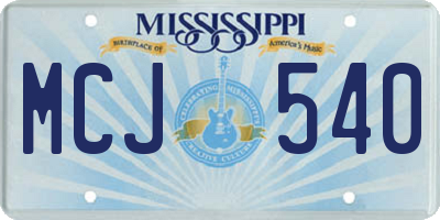 MS license plate MCJ540