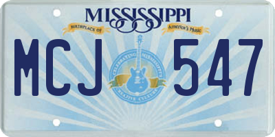 MS license plate MCJ547