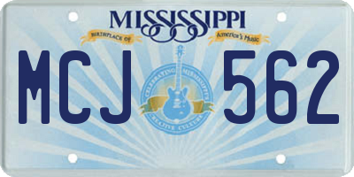 MS license plate MCJ562