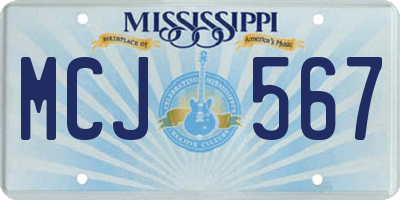 MS license plate MCJ567