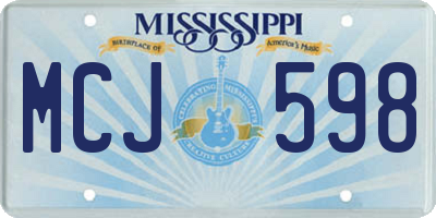 MS license plate MCJ598