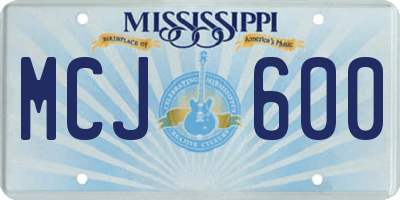 MS license plate MCJ600