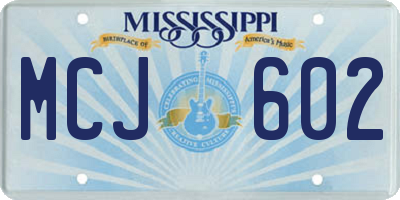 MS license plate MCJ602
