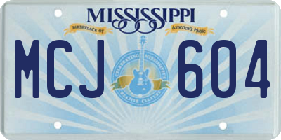MS license plate MCJ604