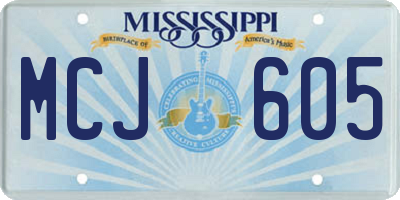 MS license plate MCJ605