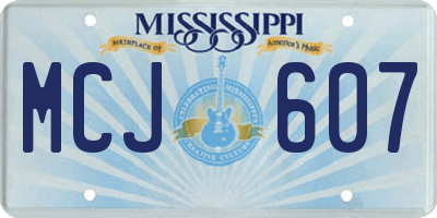 MS license plate MCJ607