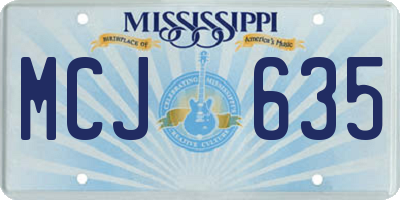 MS license plate MCJ635