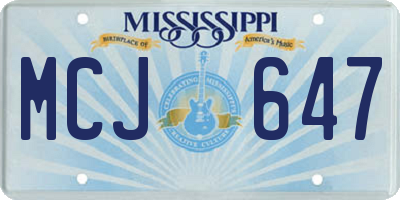 MS license plate MCJ647