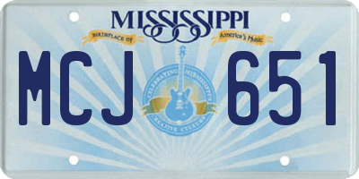 MS license plate MCJ651