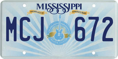 MS license plate MCJ672