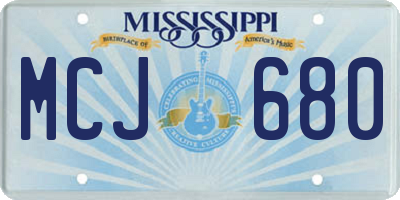 MS license plate MCJ680
