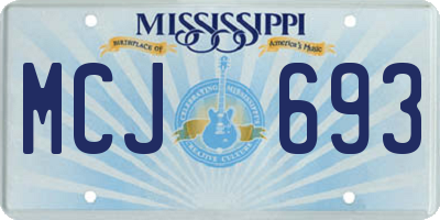 MS license plate MCJ693