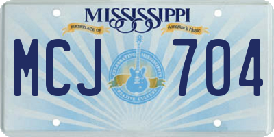 MS license plate MCJ704