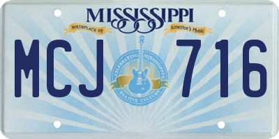MS license plate MCJ716