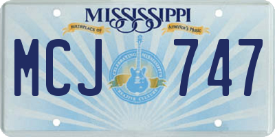 MS license plate MCJ747