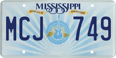 MS license plate MCJ749