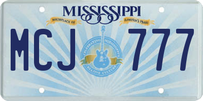 MS license plate MCJ777