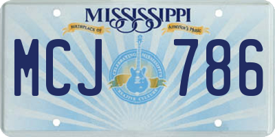 MS license plate MCJ786
