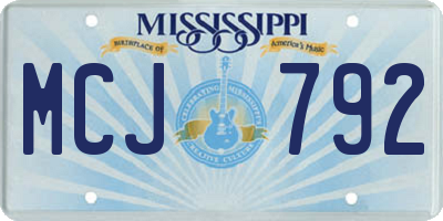 MS license plate MCJ792
