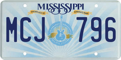 MS license plate MCJ796