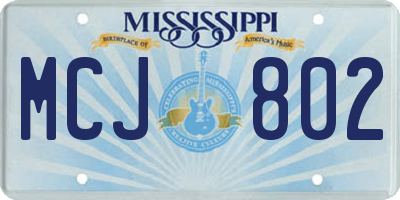 MS license plate MCJ802