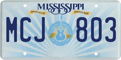 MS license plate MCJ803