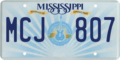 MS license plate MCJ807