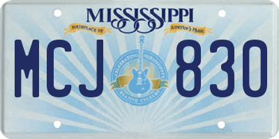 MS license plate MCJ830